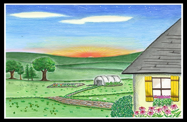 Grandma's House, Colored Pencils, greenhouse, drawing, 