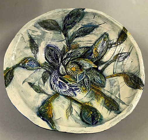 2017 Sculpted Bowl Bluegreen Leaf
SOLD
