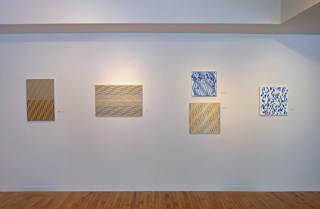 Installation view of paintings by Will Holub in "Intersections" at Five Points Gallery, Torrington, CT.  February 14 to March 16, 2019.  Photo by Will Holub.

