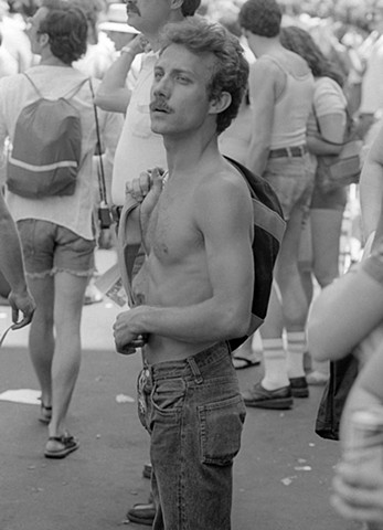 Man with Backpack (1976 NYC Gay Pride Parade)