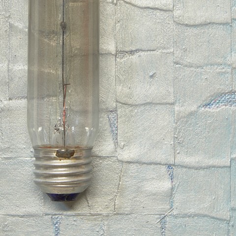 Untitled (Silver Blue Shield with Light Bulb) detail