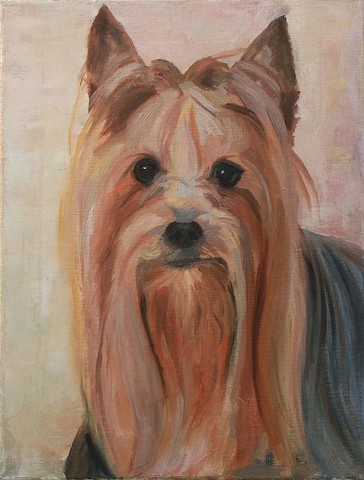 Dog art pet portrait painting of Yorkie