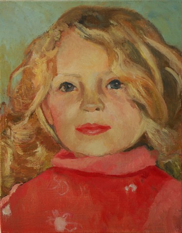 portrait, children, painting, little girl