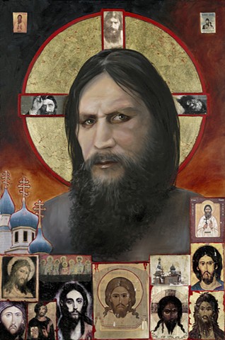 Rasputin, metallic leaf and oil, icon, Russian icon