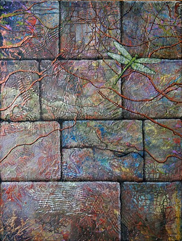 dragonfly, wall, texture, acrylic painting