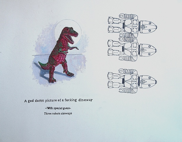 God Damn picture of a fucking dinosaur with special guest three robots sideways #4