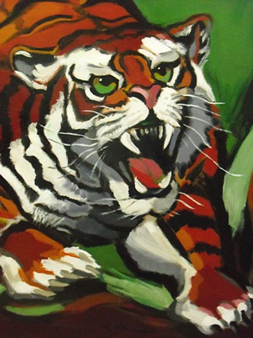 Detail close up from Tiger Vertigo painting