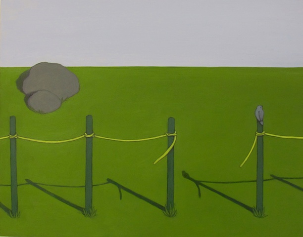 Fenceposts with Yellow Tape (Sold)