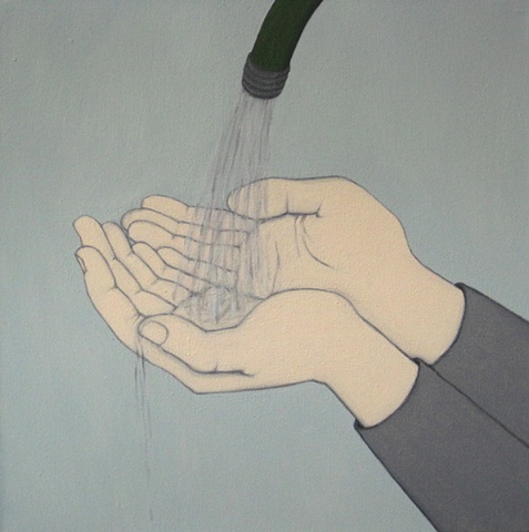 Hands Holding Water from Hose