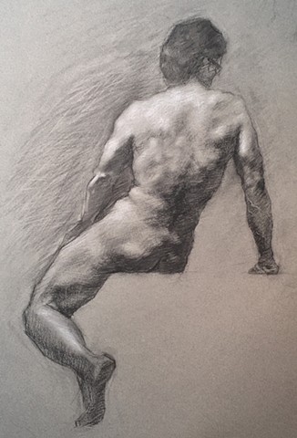 Charcoal and White Chalk drawing on Mi-Tientes paper