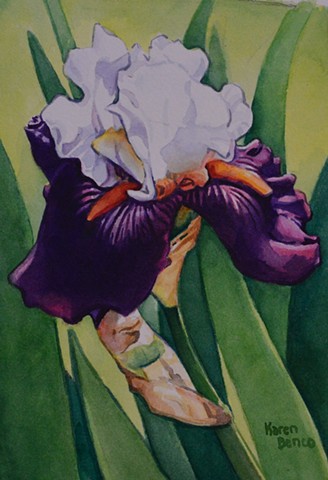 White Purple Iris-Framed
