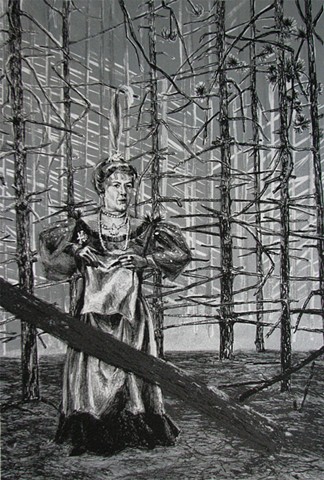 lithograph by Chris Mona of Barbara Sims