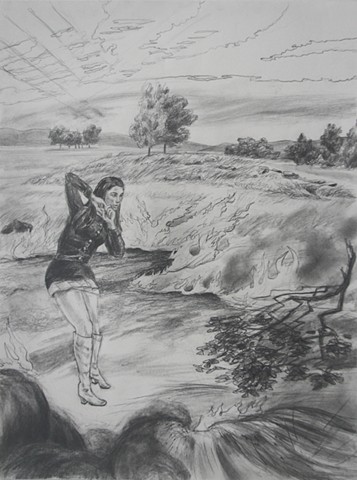 drawing by Chris Mona of Elizabeth Rust Williams at Clermont, VA
