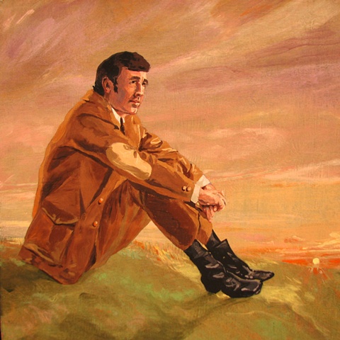 painting on wood panel of Christian singer David Epley at sunrise by Chris Mona