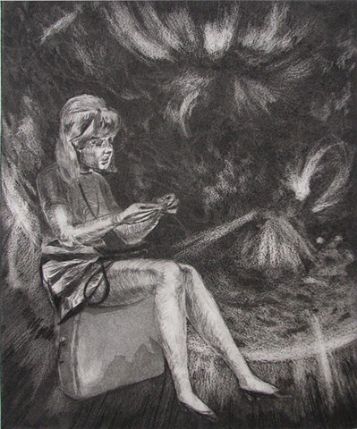 intaglio of Lynn Redgrave with Solar Flares by Chris Mona