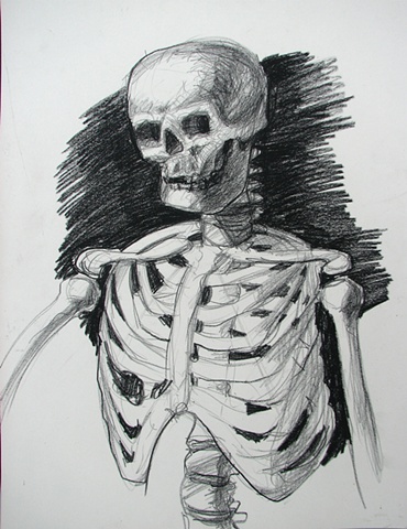 drawing of skeleton by Chris Mona