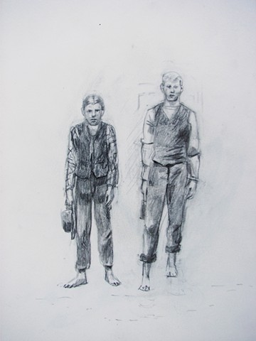 drawn from a reproduction of a photograph of homesteaders in Nebraska, 1860's.