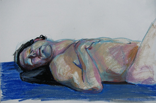 drawing of reclining male figure by Chris Mona