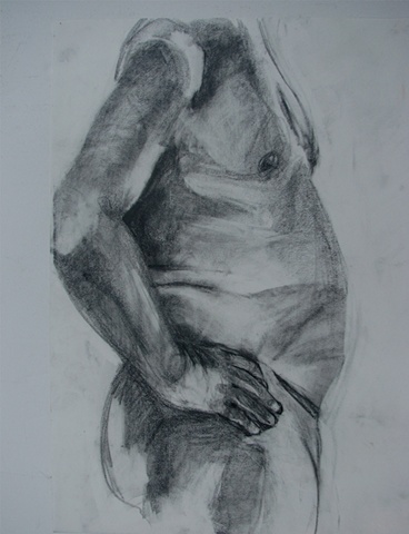 drawing of male torso with arm by Chris Mona