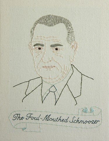 #36 Lyndon B. Johnson embroidery fiber art US Presidents american history