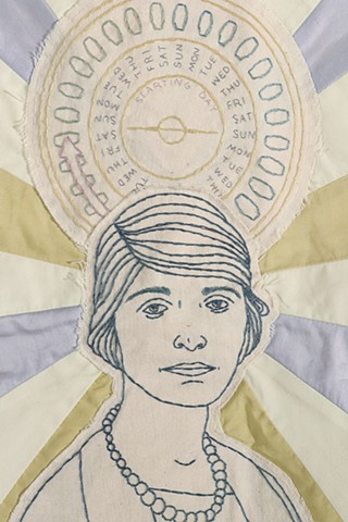 Margaret Sanger portrait Planned Parenthood embroidery fiber art feminist american history women's rights