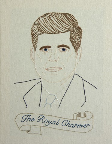 #35 John F. Kennedy embroidery fiber art US Presidents american history