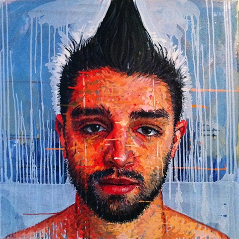 mohawk, portrait, face, head, painting, Matthew Ivan Cherry, art, artist