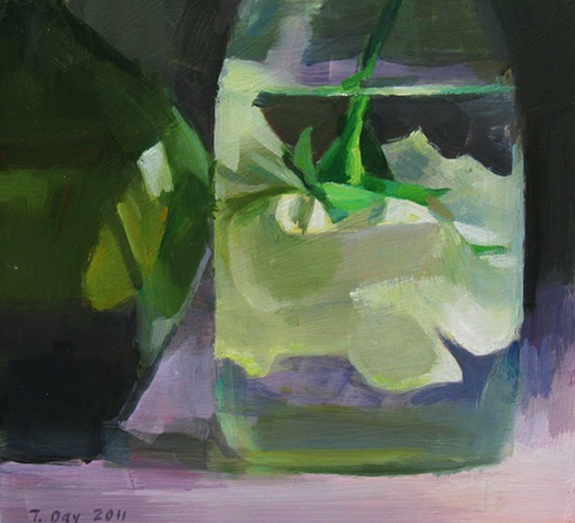 Submerged Rose and Green Bottle