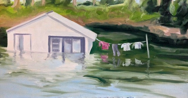 painting, landscape, storm, flood, climate change