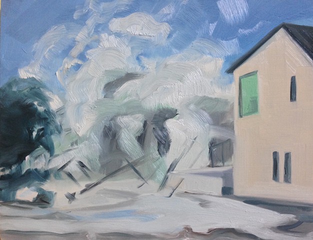 painting, landscape, storm, flood, climate change, hurricane, wave