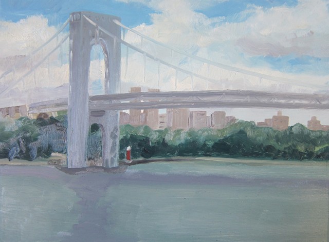 landscape, nyc, urban landscape, oil painting, Hudson River, George Washington Bridge, plein air
