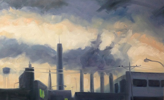 urban landscape, oil painting, cityscape, new york landscape