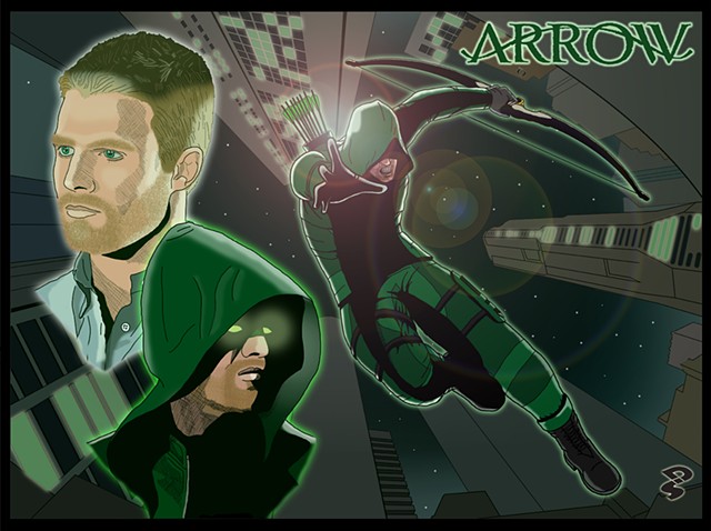 A tribute illustration piece to the series "Arrow."