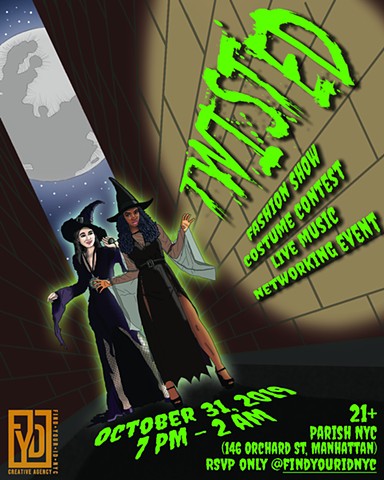 "Twisted" Halloween 2019 promotional flyer for FYID NYC