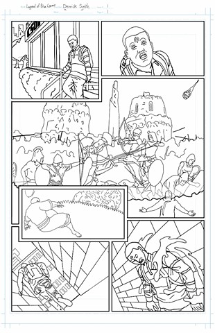 "The Legend of Blue Cosmic" issue 1, page 1 pencils
