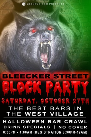 Promotional flier for Bleecker Street Halloween 2018 Block Party
