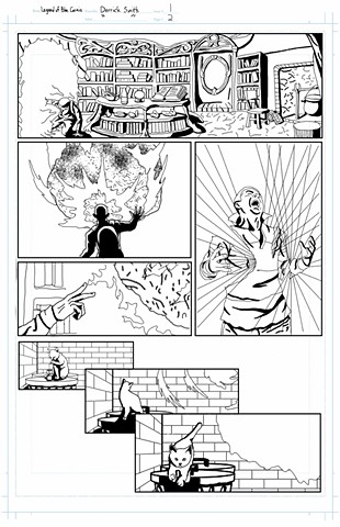 "The Legend of Blue Cosmic" issue 1, page 2 inks