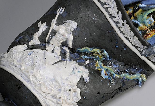 Neptune riding chariot, Wedgwood Cup Runneth Over Series, by Linda S Fitz Gibbon about BP oil spill
