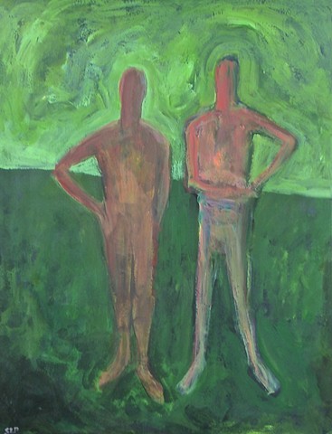 Two Figures with green 