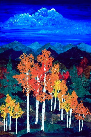 Aspens with Red Maple Giclee