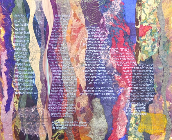 Reform texts Ketubah, collage and calligraphy