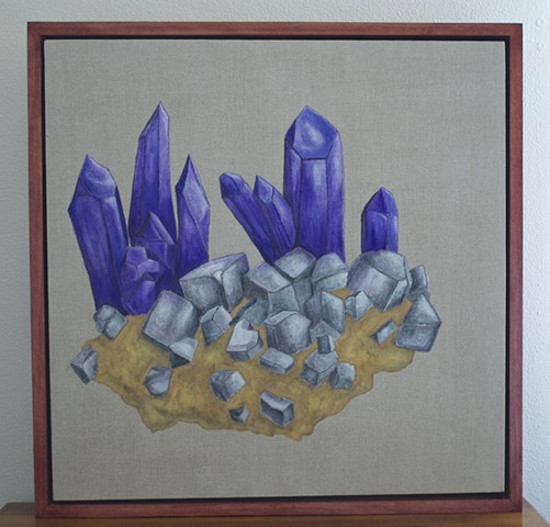 amethyst and galena oil painting on linen, lou reed