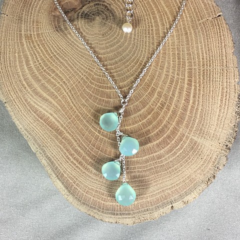 chalcedony and sterling silver charm necklace