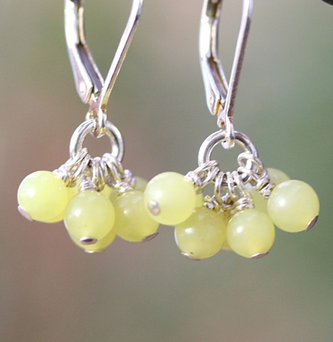 olive jade cluster earrings