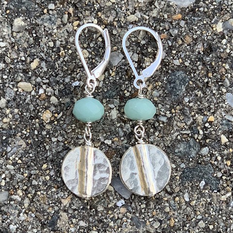 Amazonite and hammered silver link earrings