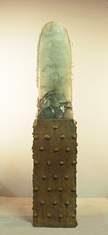 A glass and cast iron sculpture that is one of the "Sky" series