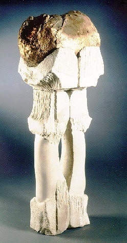 A Limestone and Bronze sculprure based on Wagner's Opera Tristan and Isolde