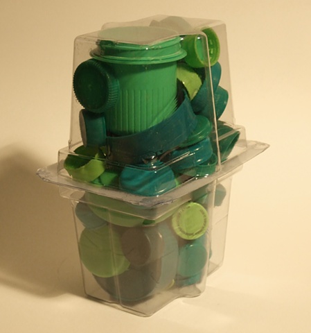 green plastic container caps