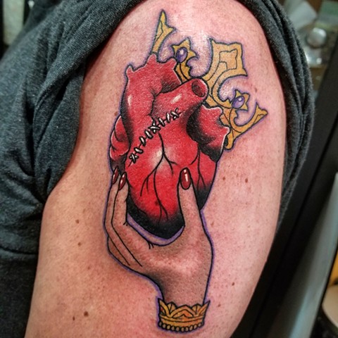 Heart and crown tattoo