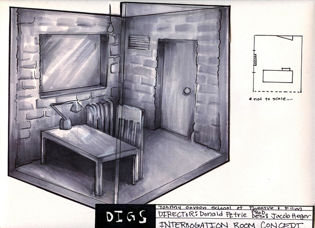 Digs, Concept Sketch of Interrogation Room